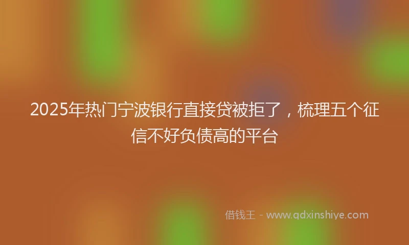 2025年热门宁波银行直接贷被拒了，梳理五个征信不好负债高的平台