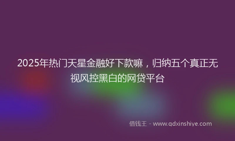 2025年热门天星金融好下款嘛，归纳五个真正无视风控黑白的网贷平台