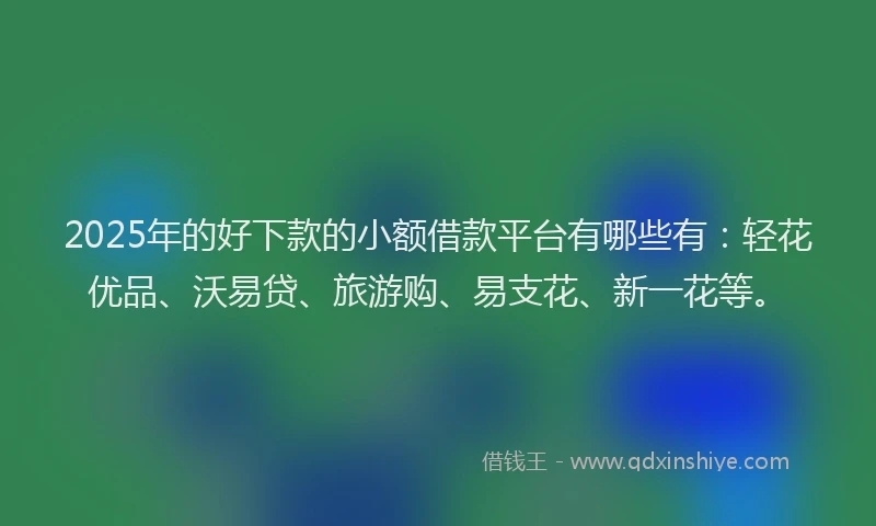 2025年的好下款的小额借款平台有哪些有：轻花优品、沃易贷、旅游购、易支花、新一花等。