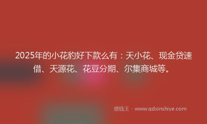 2025年的小花豹好下款么有：天小花、现金贷速借、天源花、花豆分期、尔集商城等。