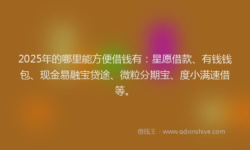 2025年的哪里能方便借钱有：星愿借款、有钱钱包、现金易融宝贷途、微粒分期宝、度小满速借等。