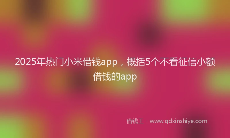 2025年热门小米借钱app,概括5个不看征信小额借钱的app