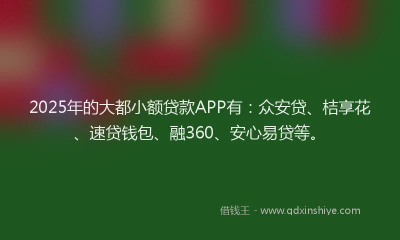 2025年的大都小额贷款APP有：众安贷、桔享花、速贷钱包、融360、安心易贷等。