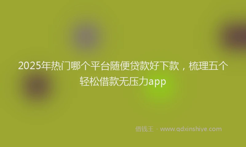 2025年热门哪个平台随便贷款好下款，梳理五个轻松借款无压力app