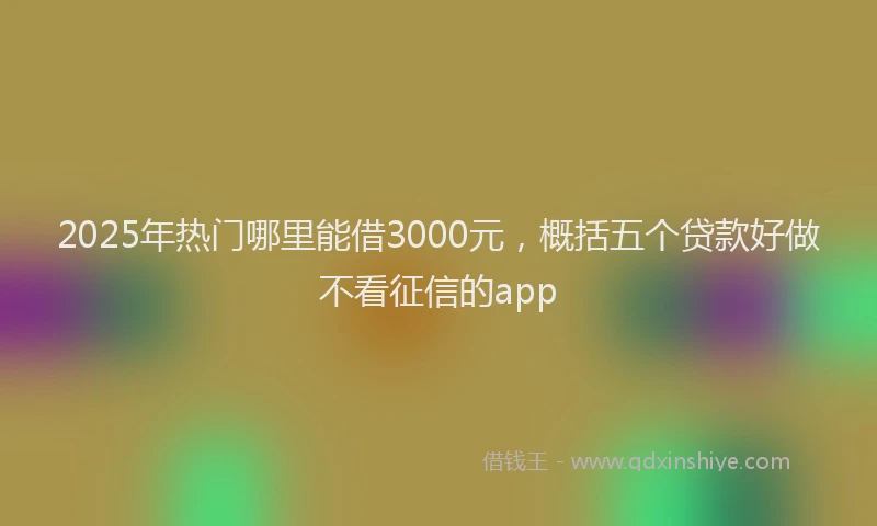 2025年热门哪里能借3000元，概括五个贷款好做不看征信的app