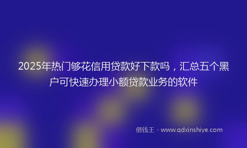 2025年热门够花信用贷款好下款吗，汇总五个黑户可快速办理小额贷款业务的软件