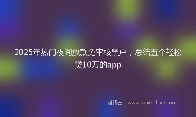 2025年热门夜间放款免审核黑户，总结五个轻松贷10万的app