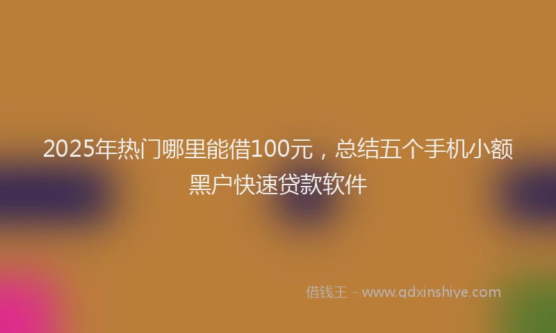 2025年热门哪里能借100元，总结五个手机小额黑户快速贷款软件