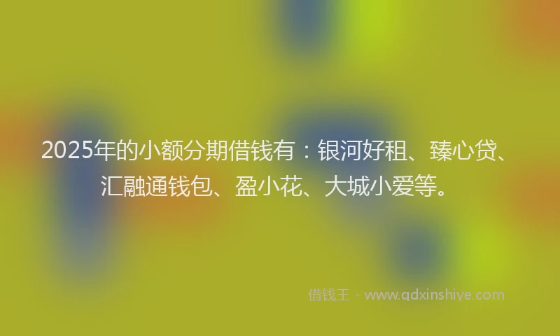 2025年的小额分期借钱有：银河好租、臻心贷、汇融通钱包、盈小花、大城小爱等。