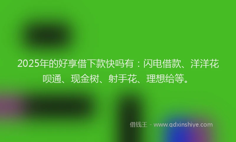 2025年的好享借下款快吗有:闪电借款、洋洋花呗通、现金树、射手花、理想给等。
