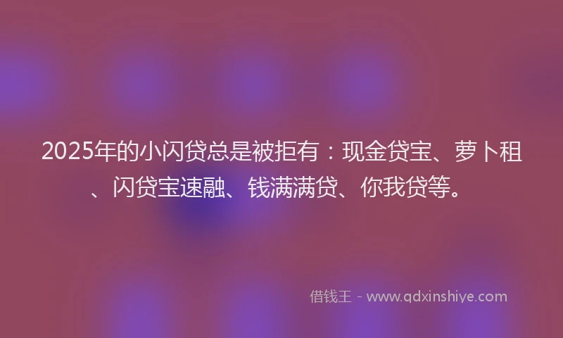 2025年的小闪贷总是被拒有：现金贷宝、萝卜租、闪贷宝速融、钱满满贷、你我贷等。