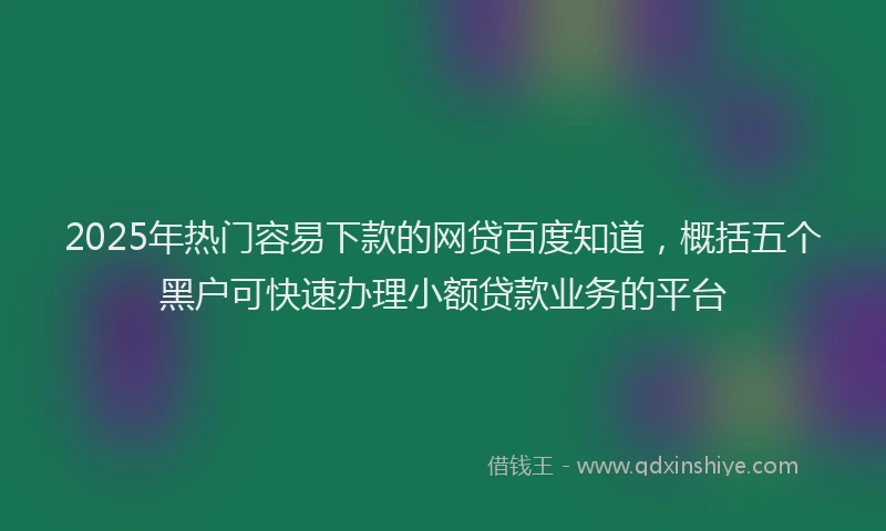 2025年热门容易下款的网贷百度知道，概括五个黑户可快速办理小额贷款业务的平台