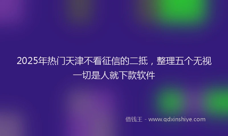 2025年热门天津不看征信的二抵，整理五个无视一切是人就下款软件