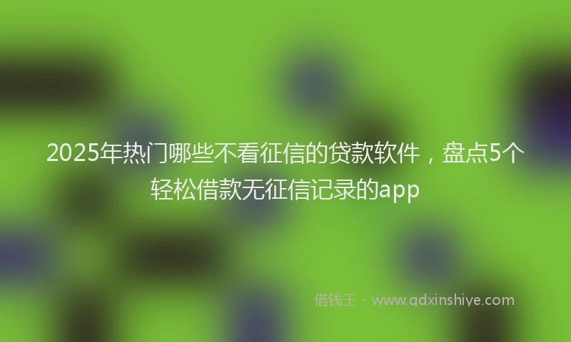 2025年热门哪些不看征信的贷款软件，盘点5个轻松借款无征信记录的app
