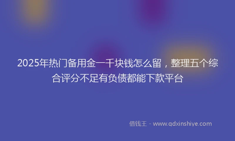 2025年热门备用金一千块钱怎么留，整理五个综合评分不足有负债都能下款平台