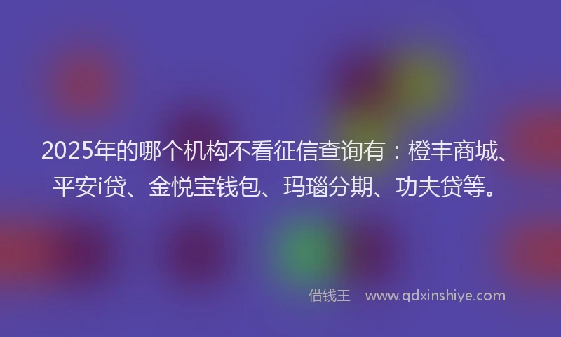 2025年的哪个机构不看征信查询有：橙丰商城、平安i贷、金悦宝钱包、玛瑙分期、功夫贷等。