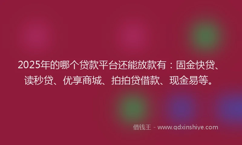 2025年的哪个贷款平台还能放款有：固金快贷、读秒贷、优享商城、拍拍贷借款、现金易等。