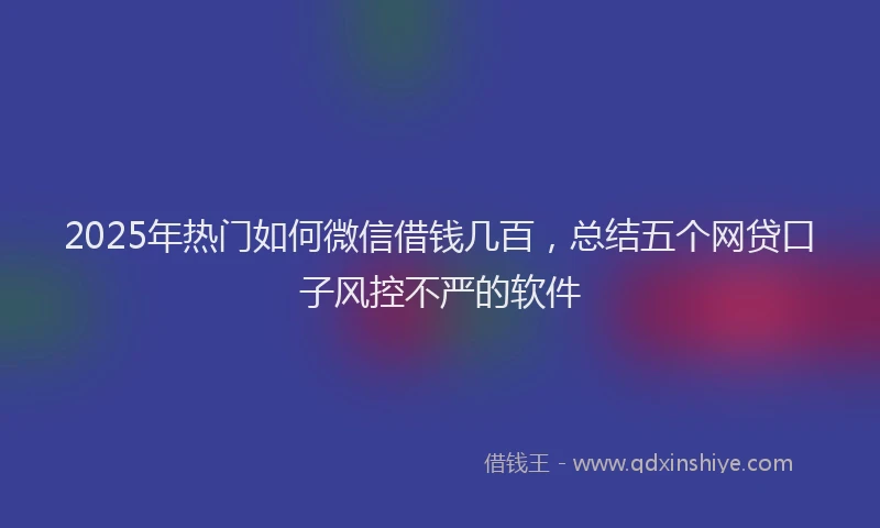 2025年热门如何微信借钱几百，总结五个网贷口子风控不严的软件