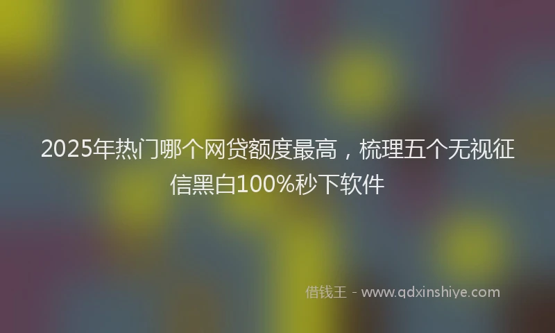 2025年热门哪个网贷额度最高，梳理五个无视征信黑白100%秒下软件
