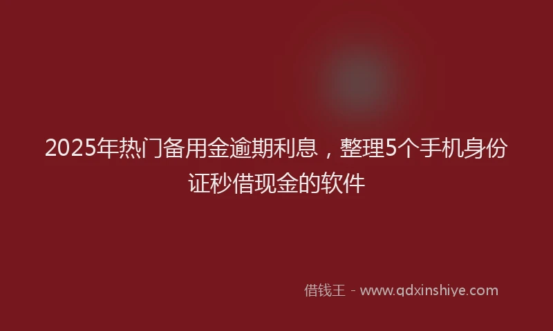 2025年热门备用金逾期利息，整理5个手机身份证秒借现金的软件