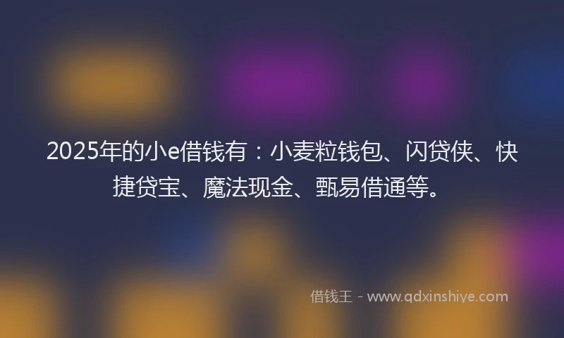 2025年的小e借钱有：小麦粒钱包、闪贷侠、快捷贷宝、魔法现金、甄易借通等。