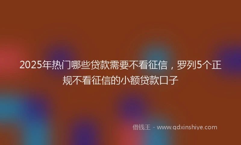 2025年热门哪些贷款需要不看征信，罗列5个正规不看征信的小额贷款口子