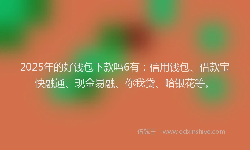 2025年的好钱包下款吗6有：信用钱包、借款宝快融通、现金易融、你我贷、哈银花等。