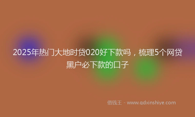 2025年热门大地时贷020好下款吗，梳理5个网贷黑户必下款的口子