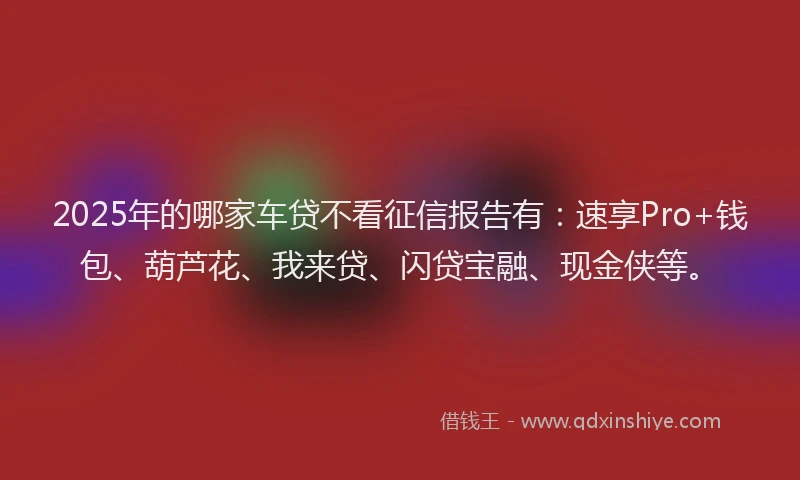 2025年的哪家车贷不看征信报告有：速享Pro+钱包、葫芦花、我来贷、闪贷宝融、现金侠等。