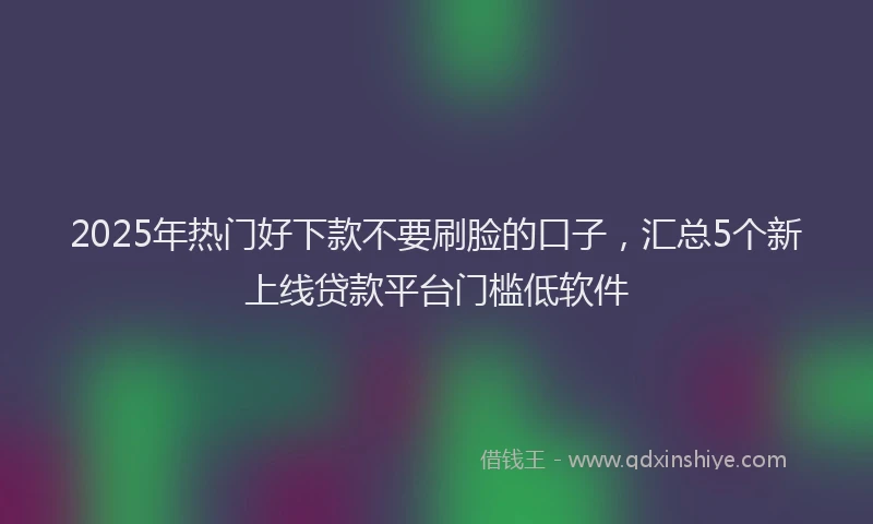 2025年热门好下款不要刷脸的口子，汇总5个新上线贷款平台门槛低软件
