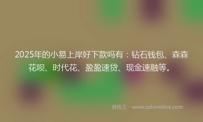 2025年的小易上岸好下款吗有：钻石钱包、森森花呗、时代花、盈盈速贷、现金速融等。