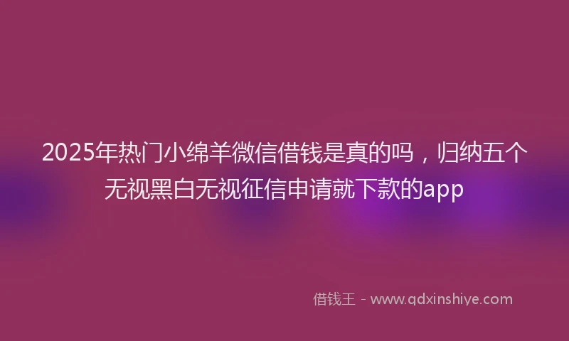 2025年热门小绵羊微信借钱是真的吗,归纳五个无视黑白无视征信申请就下款的app