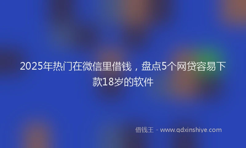 2025年热门在微信里借钱，盘点5个网贷容易下款18岁的软件