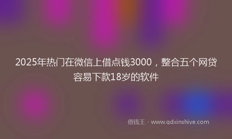 2025年热门在微信上借点钱3000，整合五个网贷容易下款18岁的软件