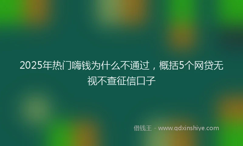 2025年热门嗨钱为什么不通过，概括5个网贷无视不查征信口子