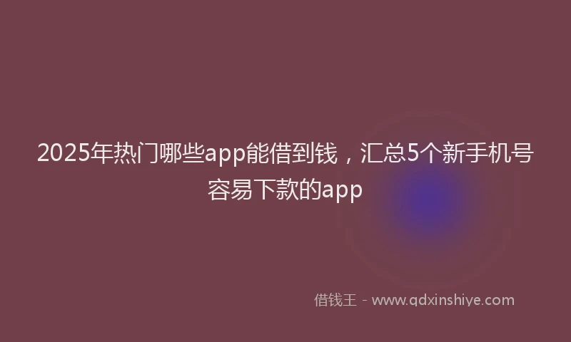 2025年热门哪些app能借到钱，汇总5个新手机号容易下款的app