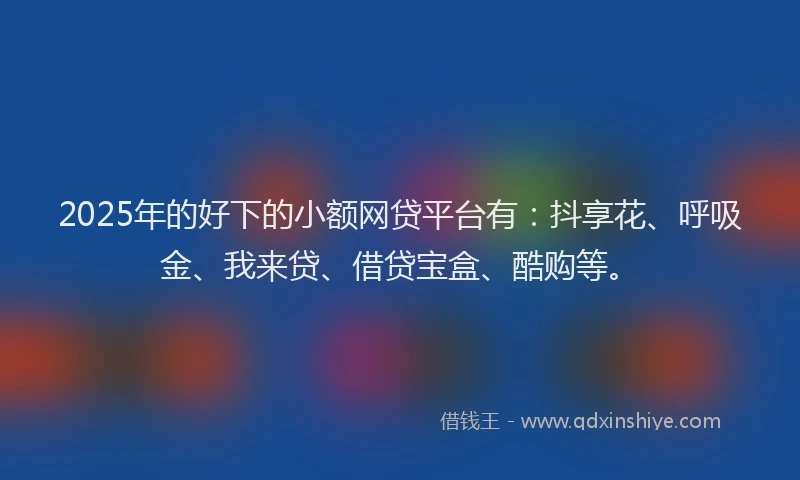 2025年的好下的小额网贷平台有：抖享花、呼吸金、我来贷、借贷宝盒、酷购等。