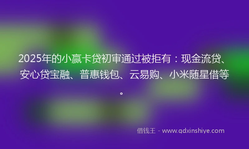 2025年的小赢卡贷初审通过被拒有：现金流贷、安心贷宝融、普惠钱包、云易购、小米随星借等。