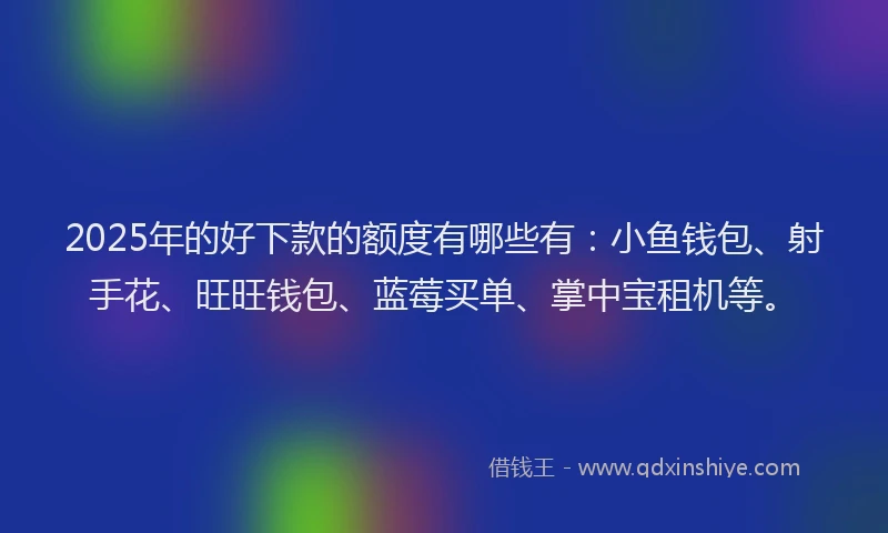 2025年的好下款的额度有哪些有：小鱼钱包、射手花、旺旺钱包、蓝莓买单、掌中宝租机等。