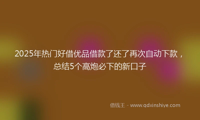 2025年热门好借优品借款了还了再次自动下款，总结5个高炮必下的新口子