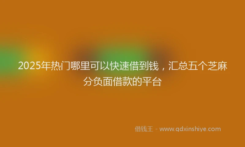 2025年热门哪里可以快速借到钱，汇总五个芝麻分负面借款的平台