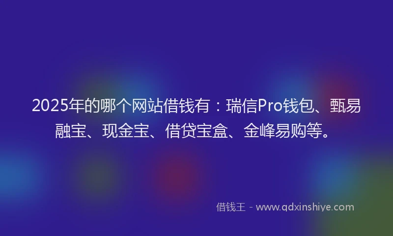 2025年的哪个网站借钱有：瑞信Pro钱包、甄易融宝、现金宝、借贷宝盒、金峰易购等。