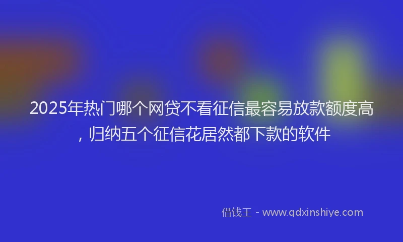 2025年热门哪个网贷不看征信最容易放款额度高，归纳五个征信花居然都下款的软件