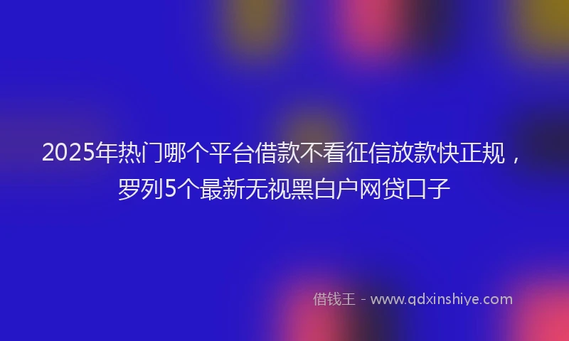 2025年热门哪个平台借款不看征信放款快正规，罗列5个最新无视黑白户网贷口子
