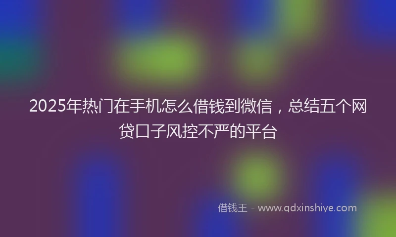 2025年热门在手机怎么借钱到微信，总结五个网贷口子风控不严的平台