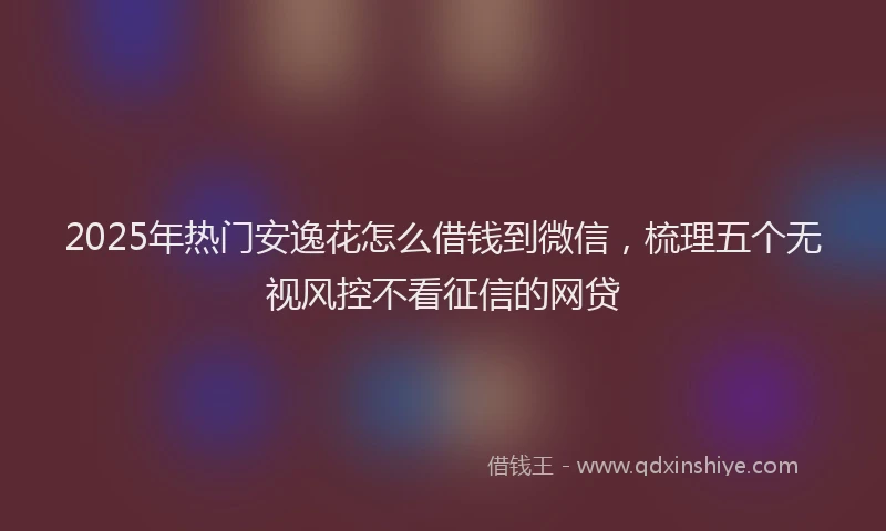 2025年热门安逸花怎么借钱到微信，梳理五个无视风控不看征信的网贷