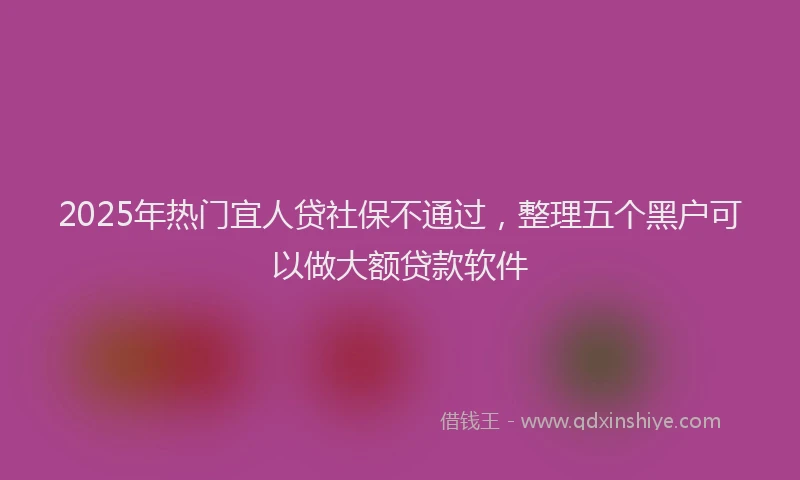 2025年热门宜人贷社保不通过，整理五个黑户可以做大额贷款软件