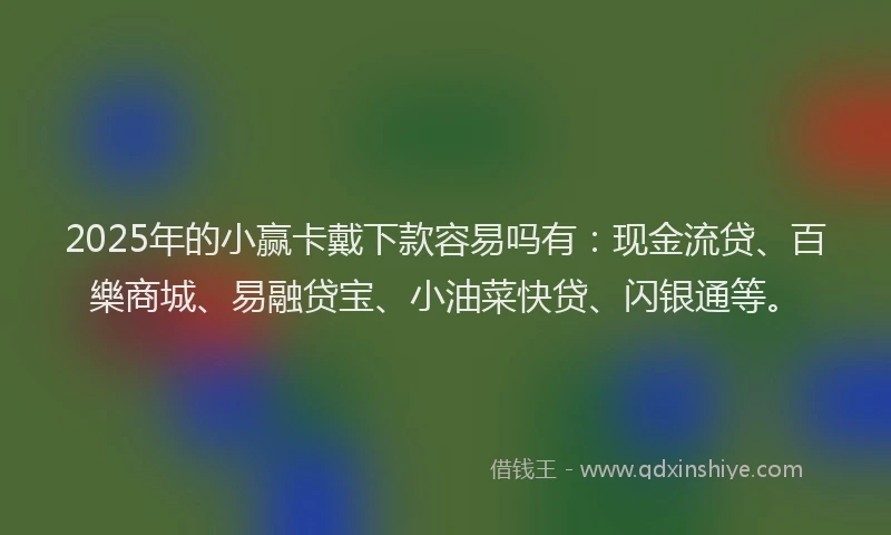 2025年的小赢卡戴下款容易吗有：现金流贷、百樂商城、易融贷宝、小油菜快贷、闪银通等。
