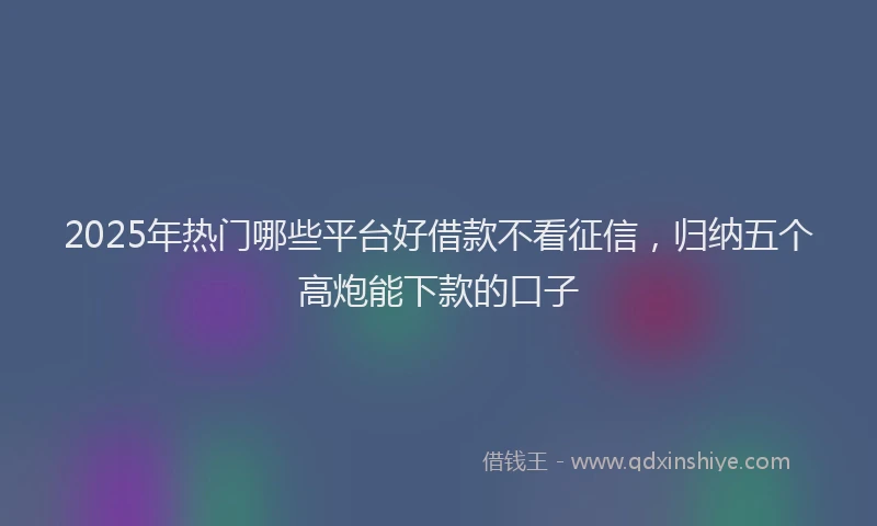 2025年热门哪些平台好借款不看征信，归纳五个高炮能下款的口子