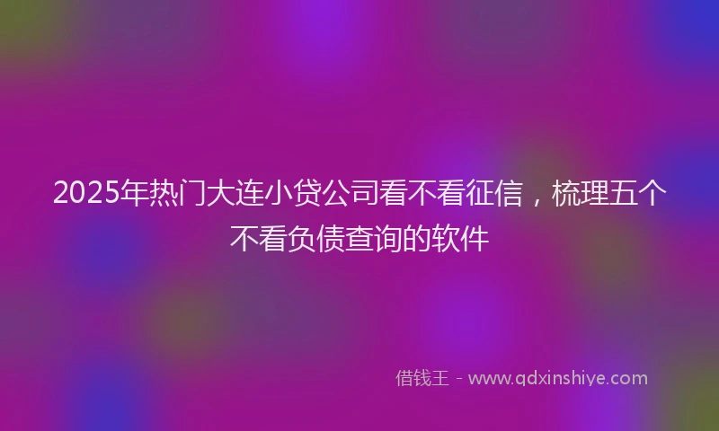 2025年热门大连小贷公司看不看征信，梳理五个不看负债查询的软件
